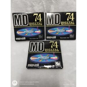 Maxell‎ MD 74 Digital Audio MiniDisc MD-74RM Recordable MD 74 min Lot of 3